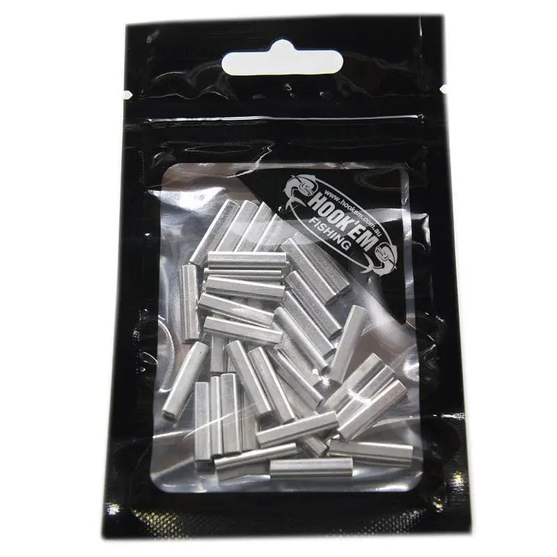 Hook Em Rigging Supplies Hook Em Aluminium Crimps 18mm 40 Pack Rigging Supplies Hook Em Aluminium Crimps | Action Outdoors NZ
