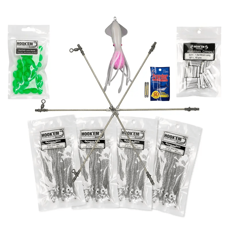Hook Em Dredge Bar And Kit With 50 Lumo Glow Beads 40 Crimps And Sleeve Swivels