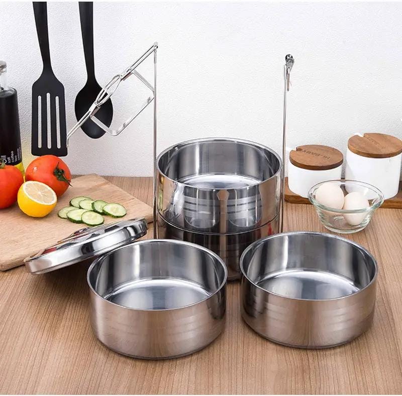 Mead's Supply & Equipment Outfitters limited Camp Cookware & Food Storage Stainless Steel Insulated Lunch Box Stackable Bento Containers With Lock Handle Stainless Steel Insulated Bento Lunch Box Set With Lock