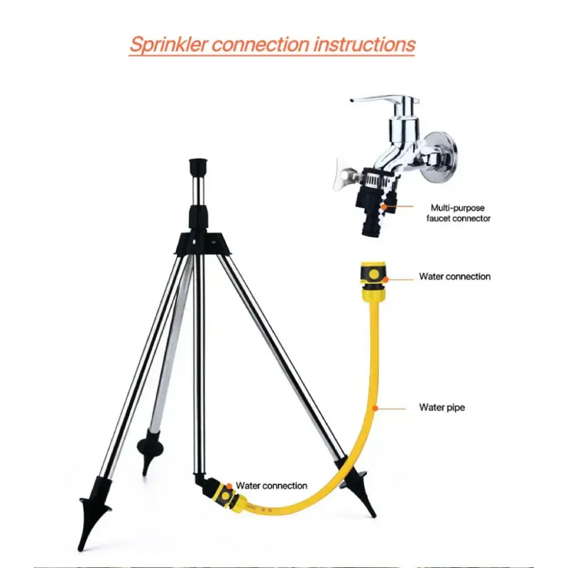 360° Rotating Garden Sprinkler with Tripod Irrigation Stand – view 2