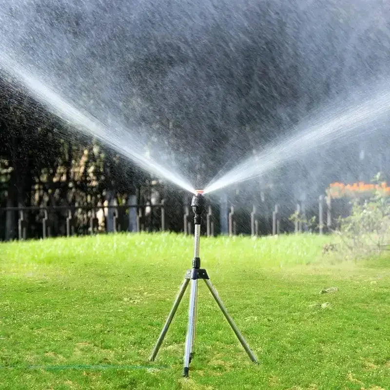 360° Rotating Garden Sprinkler with Tripod Irrigation Stand – view 3