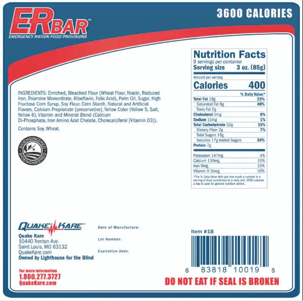 The Survival Co. 3600 Calorie Emergency Ration Bar 3600 Calorie Emergency Ration Bar | NZ