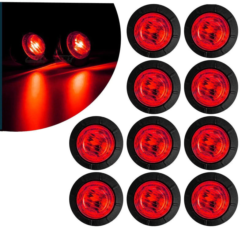 10X Round Marker Lights Red LED Truck Trailer Side Clearance Indicators Light – view 1