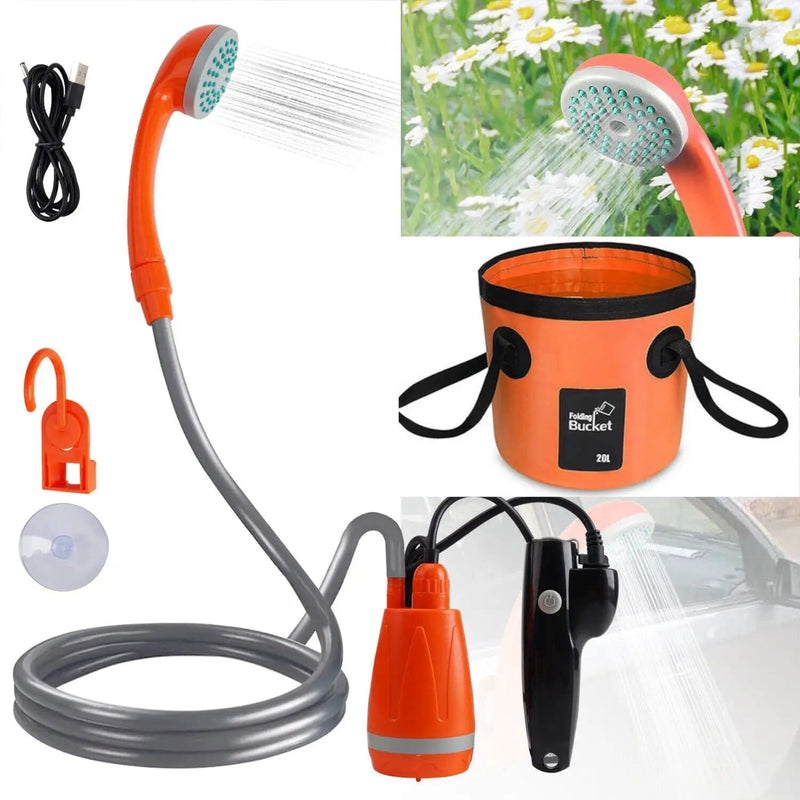 Portable Camping Shower Kit with Folding Bucket – view 9