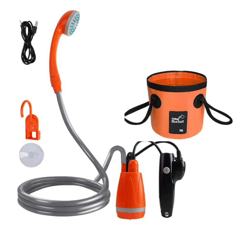 Portable Camping Shower Kit with Folding Bucket – view 1