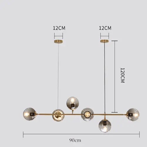 Modern Hanging Lamp Ceiling Light Roung Grey Glass Lampshade – view 5