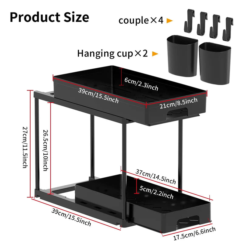 Under Sink Storage Kitchen Bathroom Cabinet Organizer – view 6