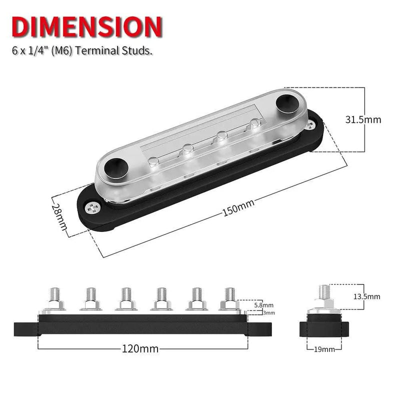 salelink.co.nz Unbranded M6 Bus Bar Terminal Block M6 Bus Bar Terminal Block | Action Outdoors NZ