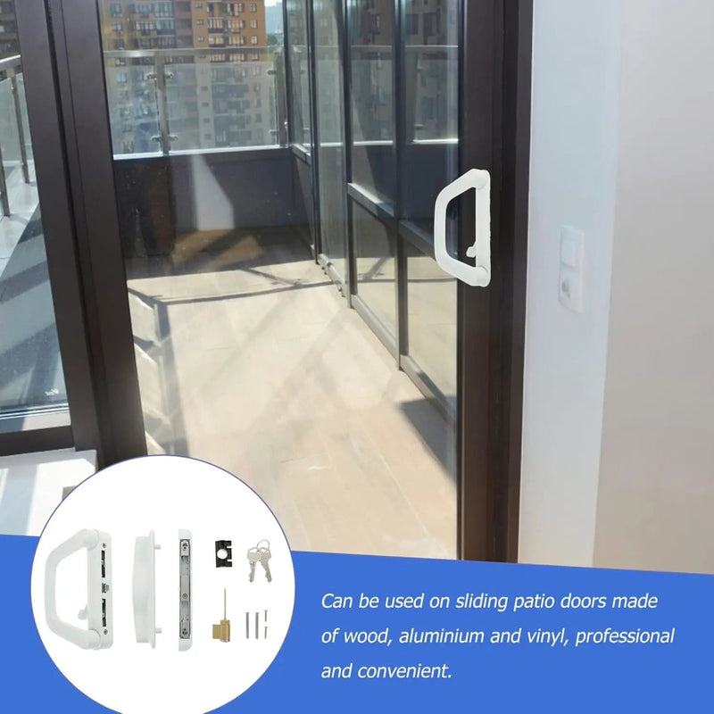 Patio Sliding Door Handle Set with Lock White – view 4