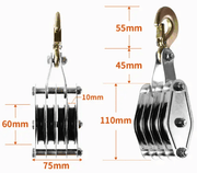 4-Wheel Metal Block Tackle Pulley System 20m – view 3