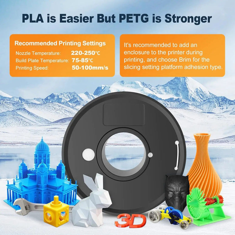 salelink.co.nz Unbranded 1KG PETG 1.75mm 3D Printer Printing Filament - Black PETG Filament 1.75mm Black 1kg For 3D Printers