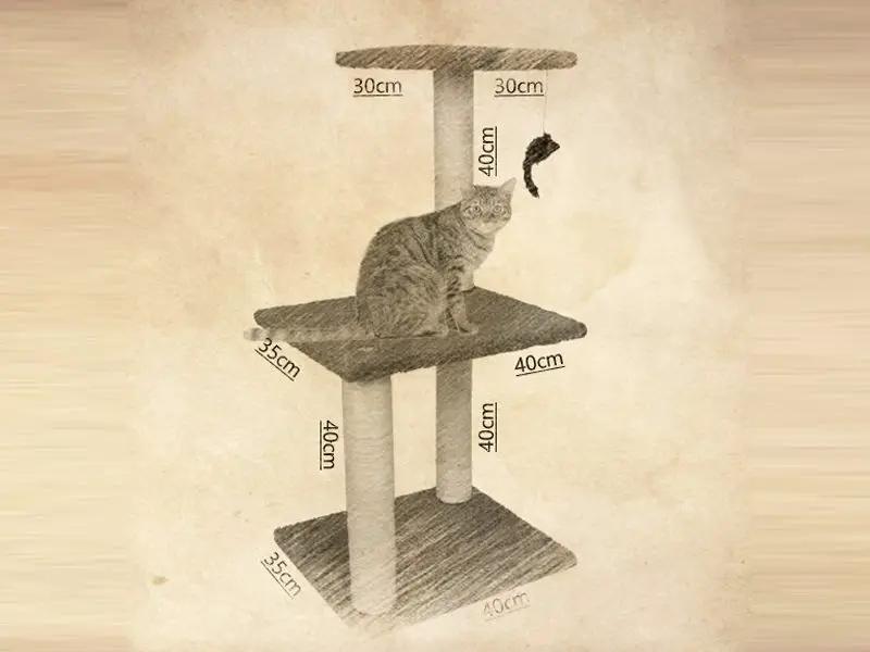 84CM 2 Levels Cat Tree Scratching Post with Mouse Black – view 3