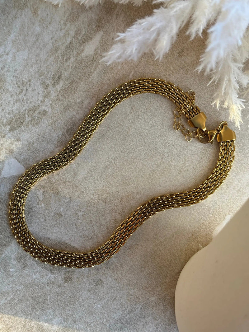 Tahana Jewellery Necklace Rāranga Kōura Gold Mesh Necklace Rāranga Kōura Gold Mesh Necklace