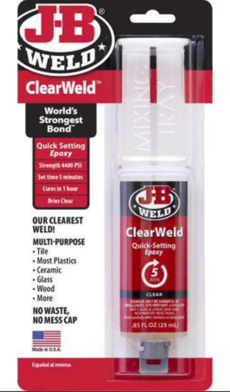 Racing Pro NZ Ltd JB Weld ClearWeld Epoxy Adhesive Syringe Mixer 25ml - 50112 JB Weld ClearWeld Epoxy Adhesive Syringe Mixer 25ml - 50112
