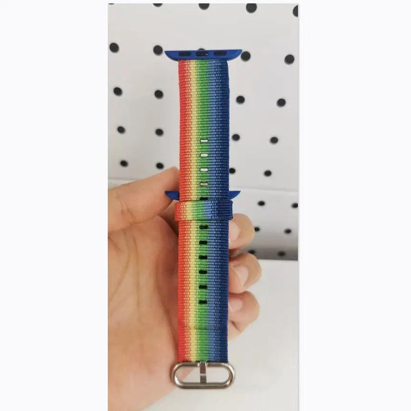 Rainbow Nylon Apple Watch Band 38mm 40mm 41mm 42mm With Metal Buckle