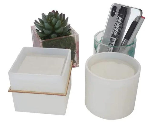 DIY Plant Pot mould, Cube and Cylinder Resin Planter moulds, Square Silicone moulds, DIY Flower Pot moulds, Pen – view 2