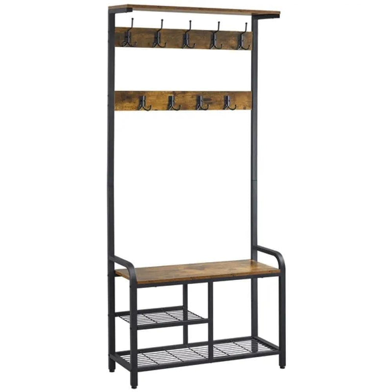 72” H Multifunctional Hall Tree with Bench &amp; Shoe Storage – view 1
