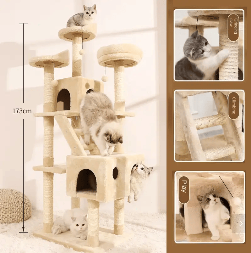 173CM High - Cat Tree House Scratching Post Condo – view 2