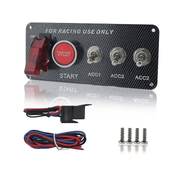 5in1 12V Car Engine Start Push Button Ignition Carbon Fiber Panel Toggle Switch – view 1
