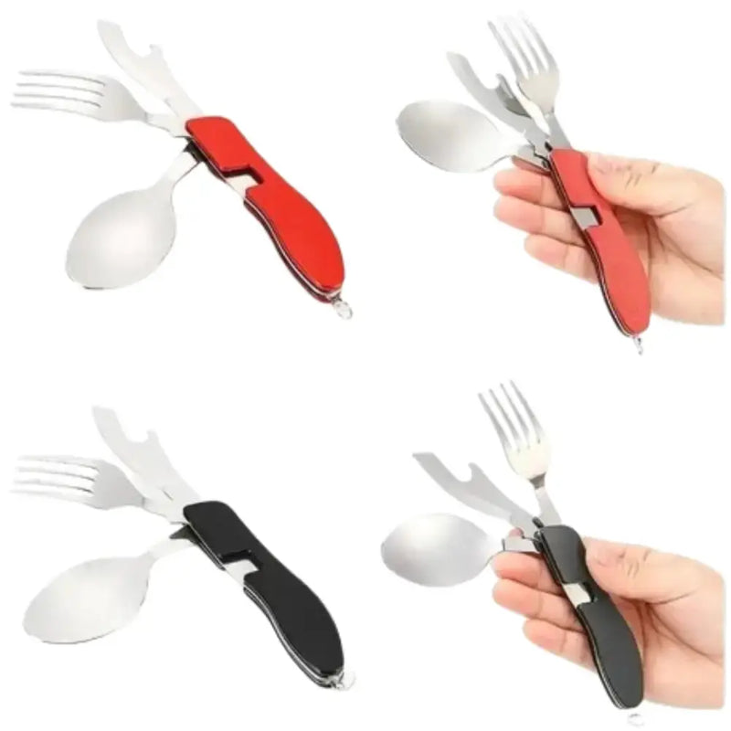 Habicare SS 4-in-1 Folding Camping Cutlery Set 4-in-1 Folding Camping Cutlery Set