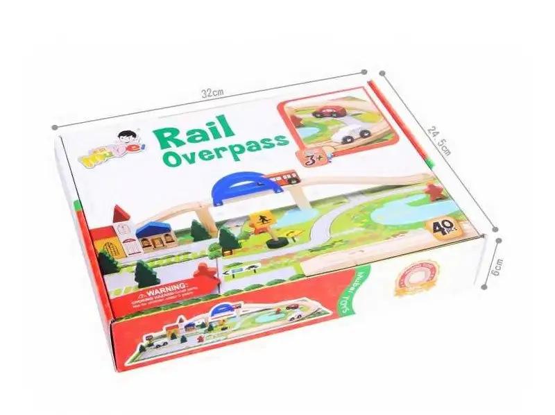 dealonline.co.nz dealonlinenz 40pc Wooden Rail Overpass Set Wooden Rail Overpass Train Set for Ages 3 and Up