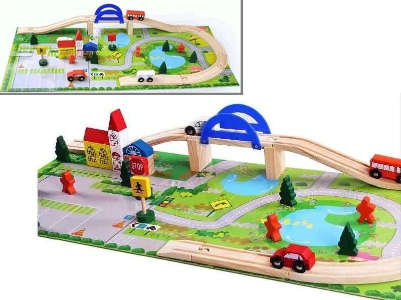dealonline.co.nz dealonlinenz 40pc Wooden Rail Overpass Set Wooden Rail Overpass Train Set for Ages 3 and Up