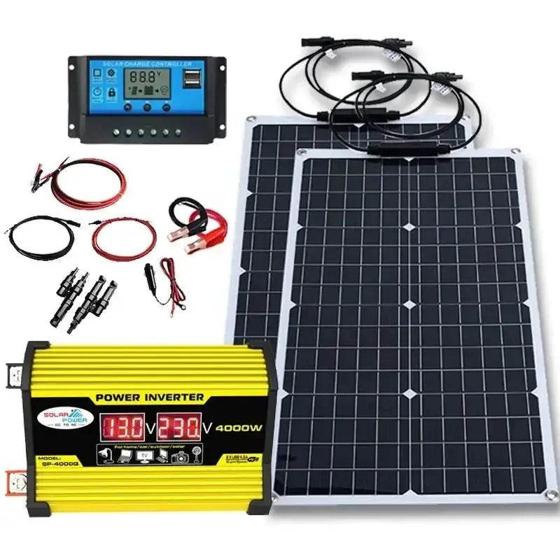 Habicare SS 200W Solar Panel & Inverter Kit 12V–220V 200W Solar Panel Kit With Inverter 12V 220V