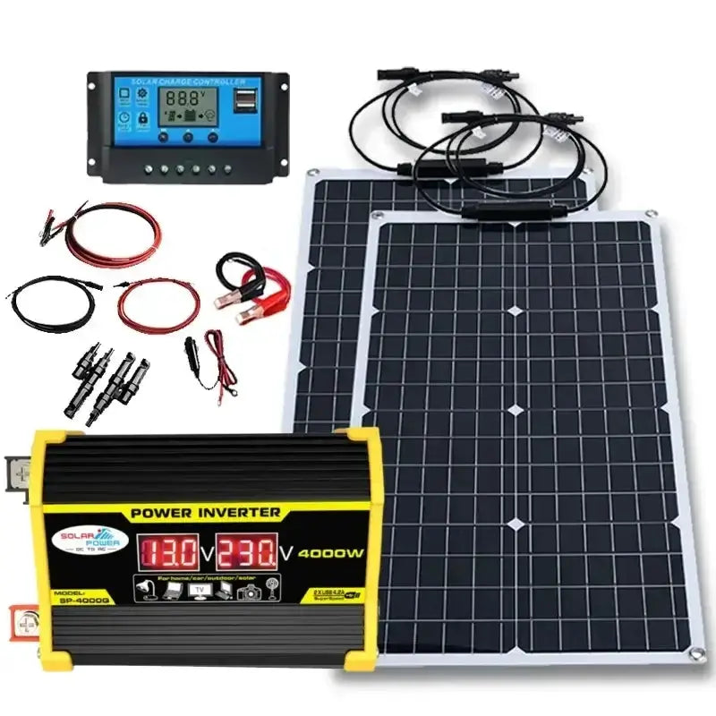 Habicare SS 200W Solar Panel & Inverter Kit 12V–220V 200W Solar Panel Kit With Inverter 12V 220V