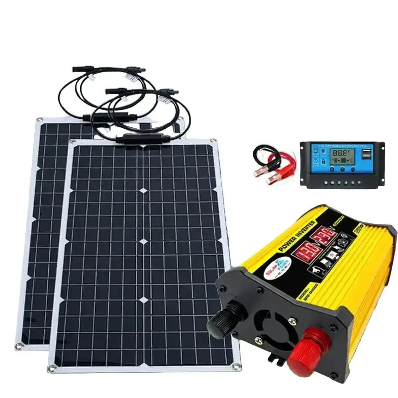 Habicare SS 200W Solar Panel & Inverter Kit 12V–220V 200W Solar Panel Kit With Inverter 12V 220V