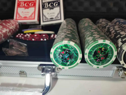 500pcs Clay Poker Chips & Sets High Quality Laser Chips Aluminium Case – view 2
