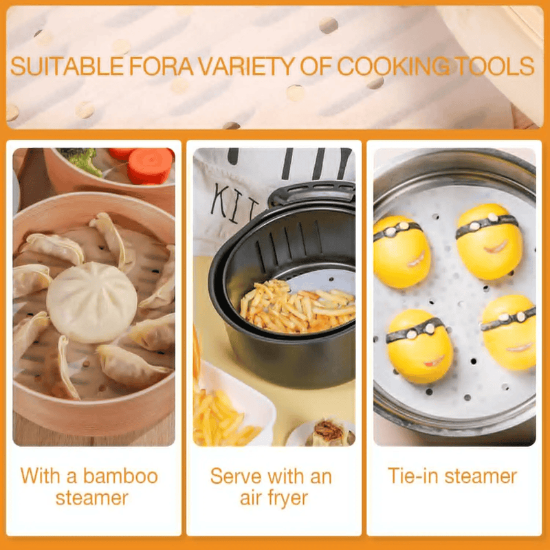 salelink.co.nz Unbranded 200pcs Air Fryer Liners Perforated Parchment Paper 200 Pack Perforated Air Fryer Parchment Liners