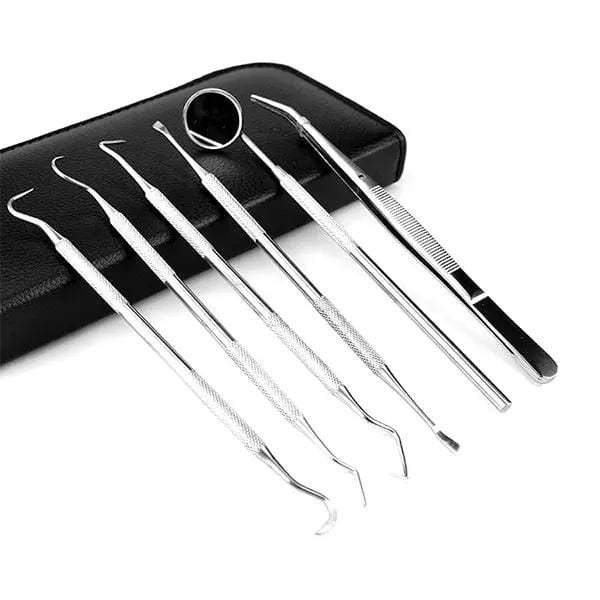6PCS Dental Hygiene Tools Teeth Cleaning Kits Mirror Scraper Pick Scaler Tweezer – view 3