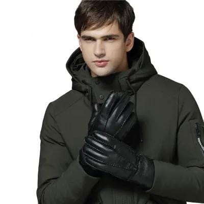 Men's Sheepskin Leather Gloves — Warm Lined | Black, Blue, Khaki & Yellow – view 2