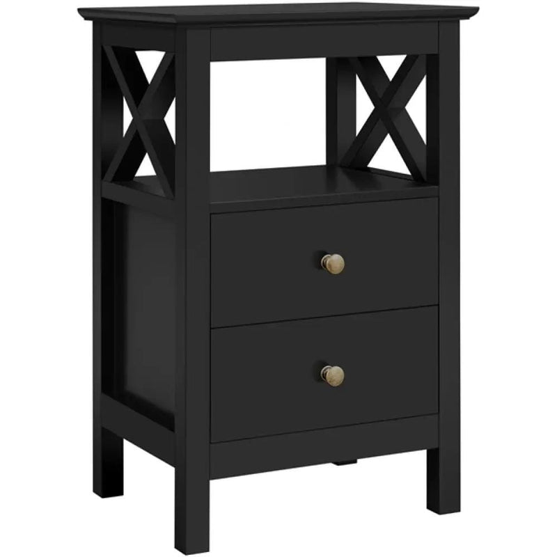Yaheetech Bedside Table with 2 Drawer 1 Shelf Storage Cabinet Sofa Side Table Bedside Table with 2 Drawer 1 Shelf Storage Cabinet Sofa Side Table