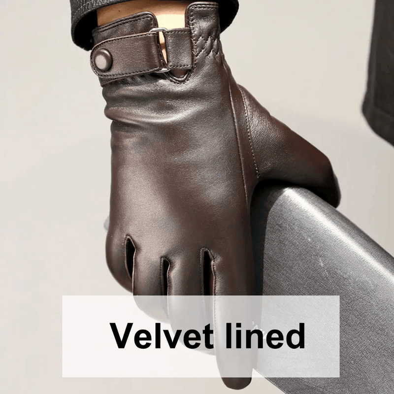 Men's Sheepskin Leather Gloves — Warm Velvet Lined | Driving & Outdoor – view 12
