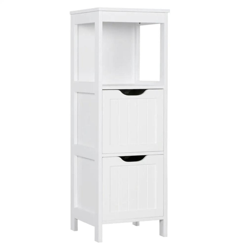 Yaheetech White Bathroom Cabinet 2 Hideaway Drawers 1 Shelf White Bathroom Cabinet 2 Hideaway Drawers 1 Shelf