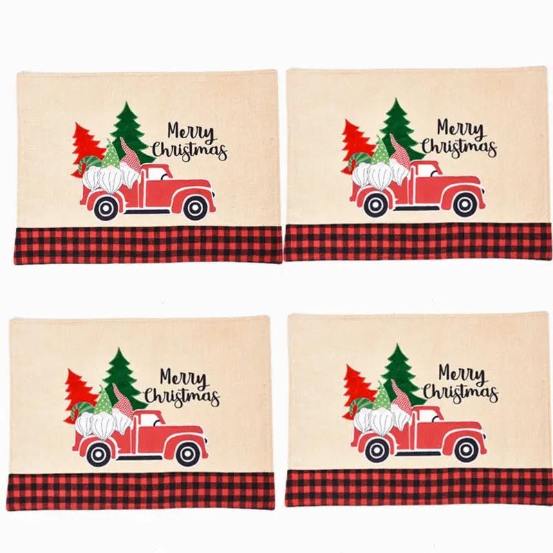 salelink.co.nz Unbranded SET 4 x Dining Table Mat Placemat Christmas Set Of 4 Christmas Placemats 46x34 Cm Insulated