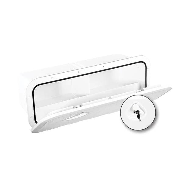 Marine Storage Locker 607mm White Hatch With Lock UV Resistant ASA Plastic – view 4