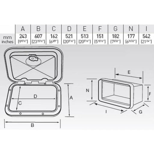 Marine Storage Locker 607mm White Hatch With Lock UV Resistant ASA Plastic – view 1