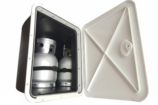 LPG Cylinder Storage Locker For 2x5kg Gas Bottles White Enclosure – view 1