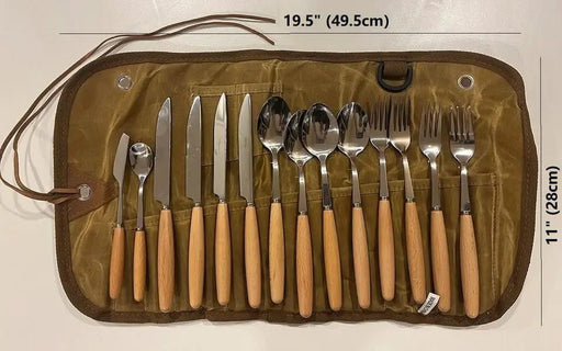 ECOTREK cookware Stainless Steel Flatware Cutlery Set for Outdoor Dining (14 pcs) No LSJK0011 Stainless Steel Flatware Cutlery Set for Outdoor Dining (14 pcs) No LSJK0011