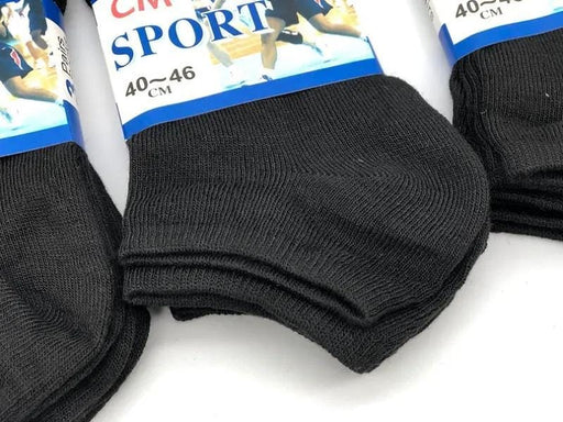 (12 Pairs) Thin Ankle Socks - BLACK - M7-11/ W8-12 – view 2