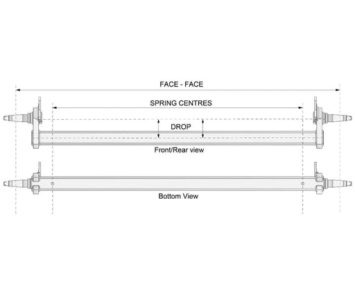 Drop Beam Axle Trojan MultiHub 2200kg Bare Metal For Heavy Duty Trailer Suspension – view 2