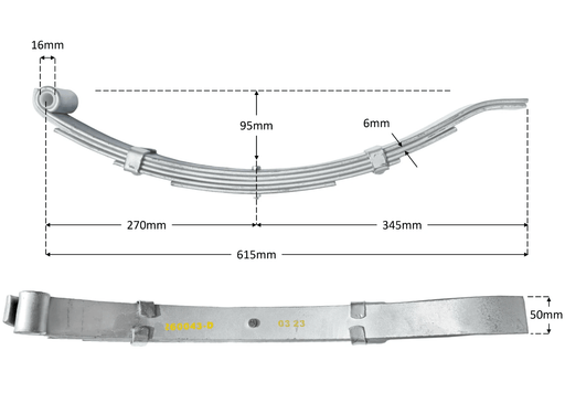 Trojan 5 Leaf Low Slipper Spring 1250kg Pair For Trailer And Light Commercial Vehicles Durable – view 2