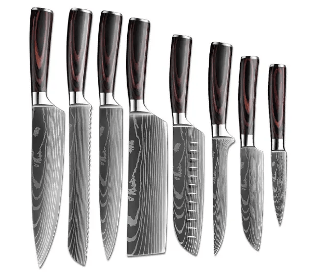 Zendrop Damascus Stainless Steel Knife Set With Kitchen Accessories Damascus Stainless Knife Set With Kitchen Accessories