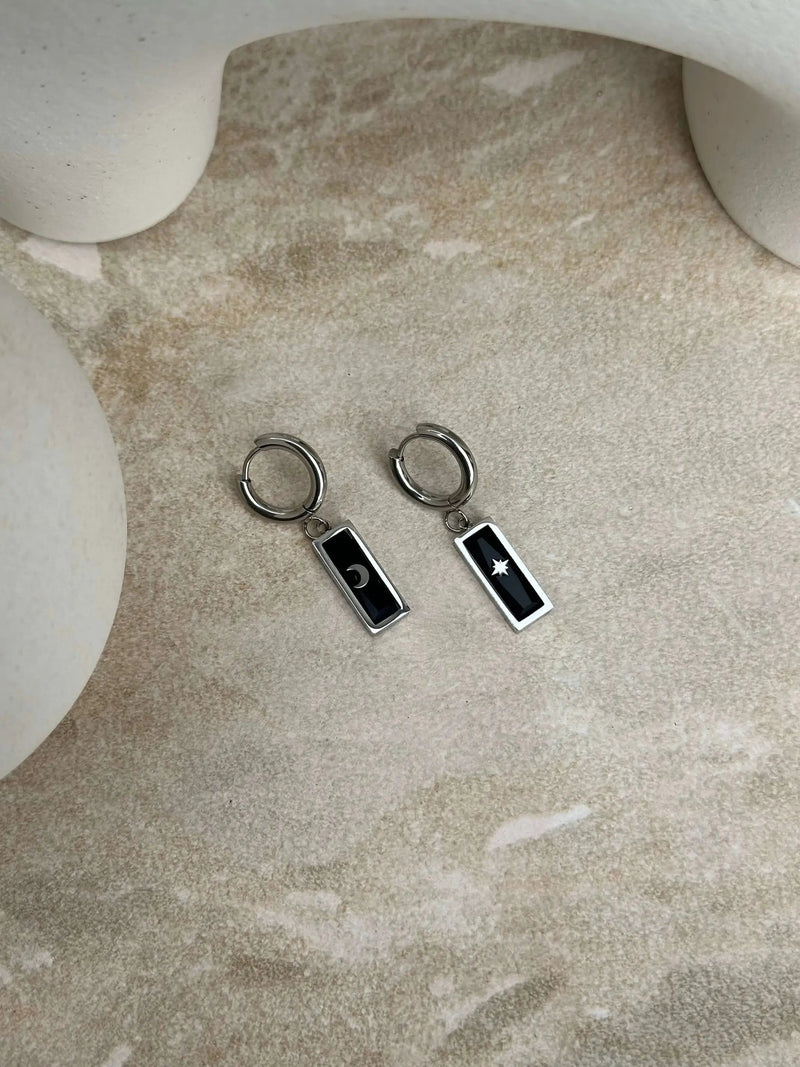 Tahana Jewellery Earrings Whetū & Marama Silver Huggies Whetū & Marama Silver Huggies