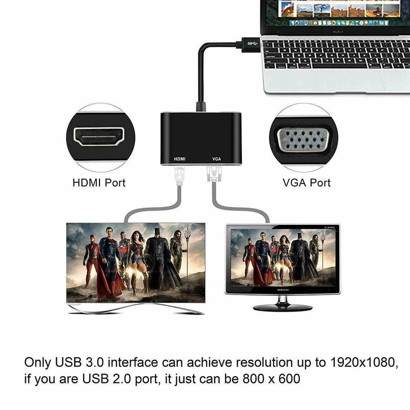 salelink.co.nz Unbranded USB 3.0 to HDMI VGA 1080P Adapter USB 3.0 To HDMI And VGA Adapter Full HD 1080p