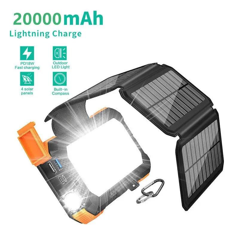 salelink.co.nz Unbranded 20000mAh Solar Charger Power Bank 20000mAh Solar Power Bank PD 18W Outdoor Charger