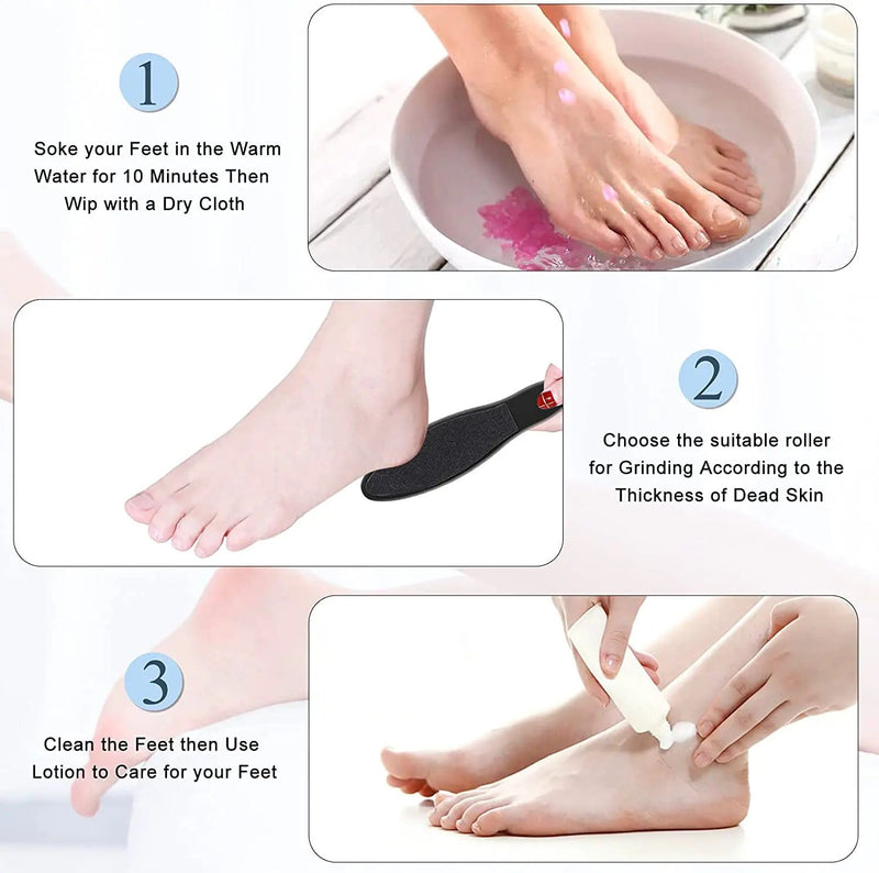 Rechargeable Electric Foot File Pedicure Kit With 3 Rollers And LCD Display – view 4