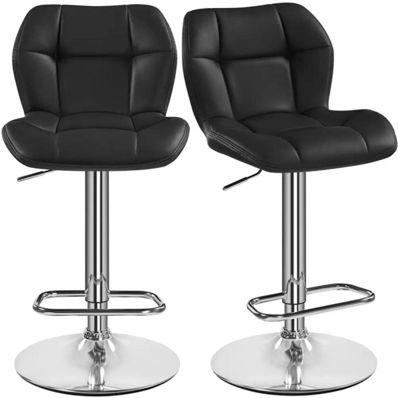 2PCS Adjustable Bar Stool Modern Faux Leather Swivel Bar Chair – view 1